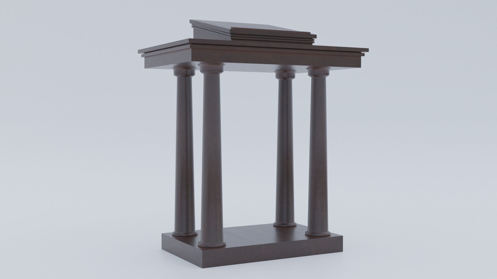 Lectern C wooden podium with book on top Low-poly 3D model_11