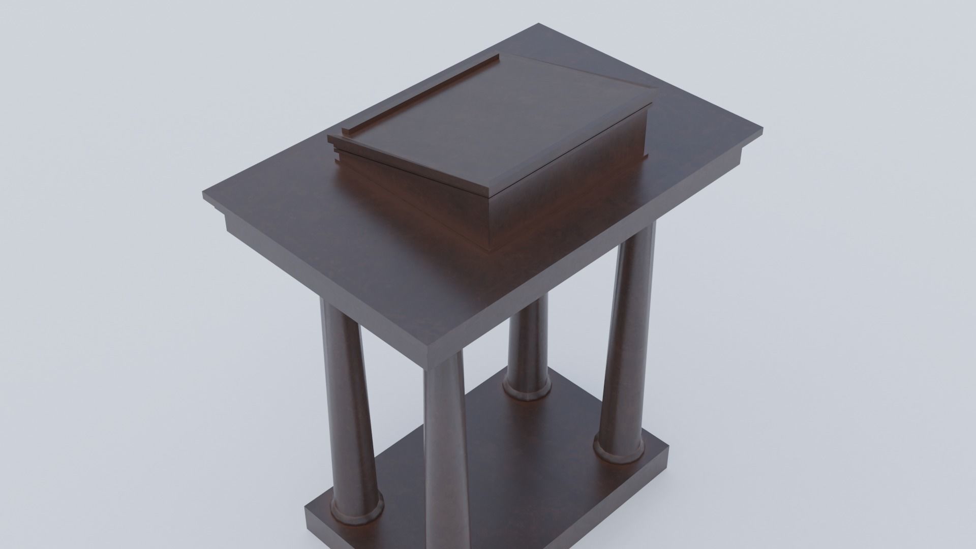 Lectern C wooden podium with book on top Low-poly 3D model_15