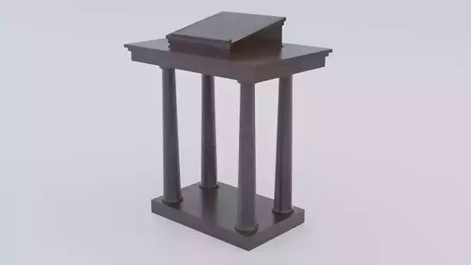 Lectern C wooden podium with book on top Low-poly 3D model