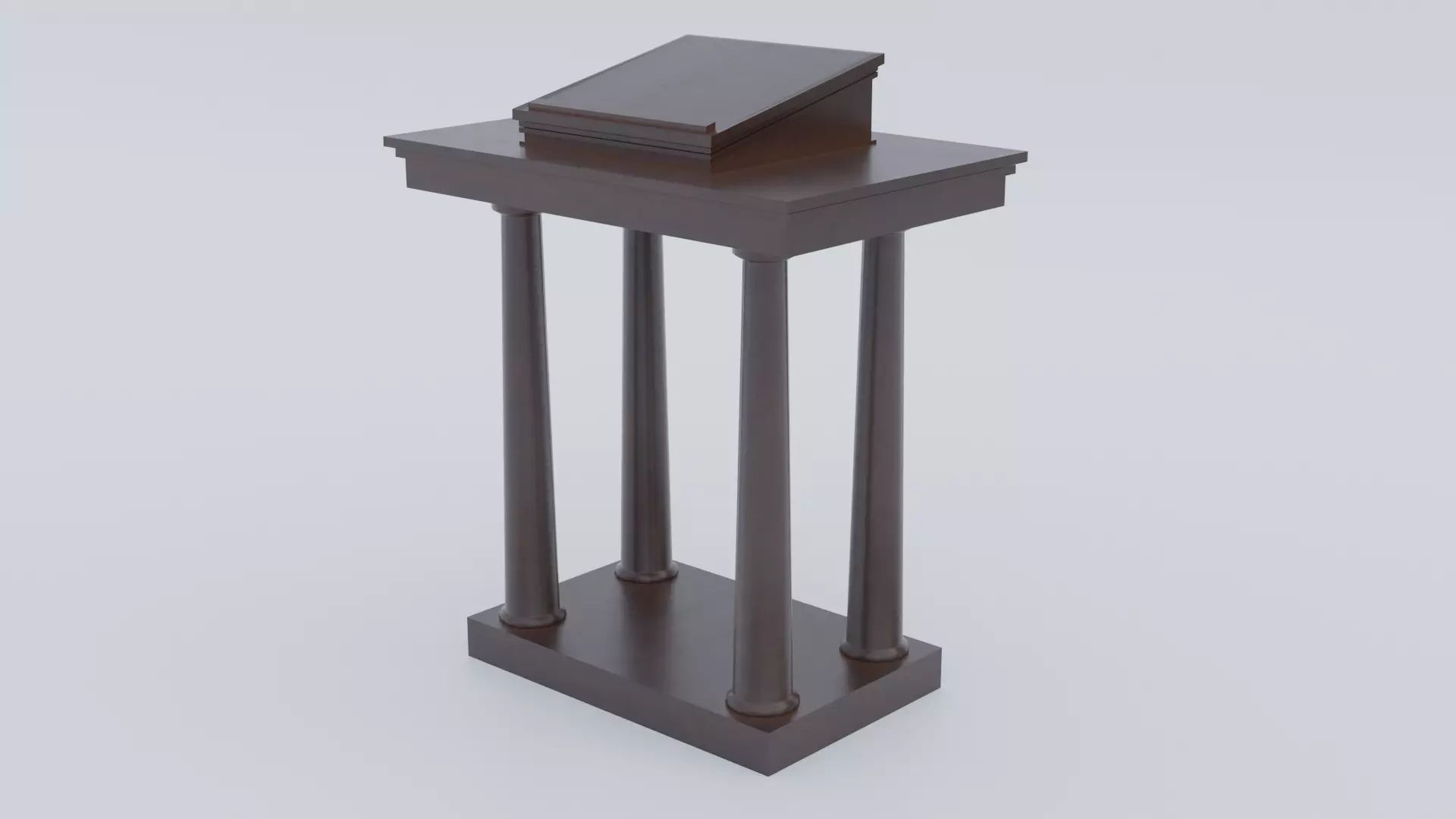 Lectern C wooden podium with book on top Low-poly 3D model_0