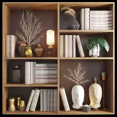 set1000 bookshelf with vases and pots