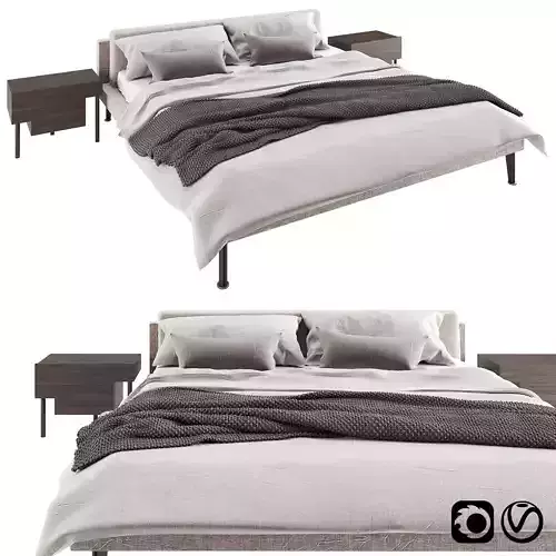 Floyd Hi Bed and Bedside Stilt by Living Divani