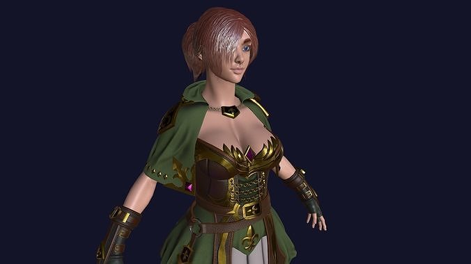 Girl Archer Low-poly 3d model Free low-poly 3D model