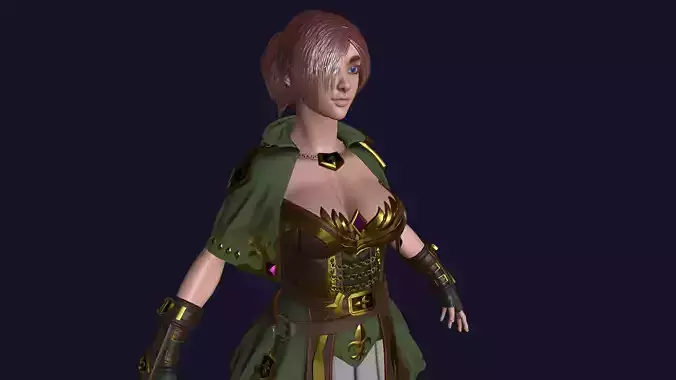 Girl Archer Low-poly 3d model