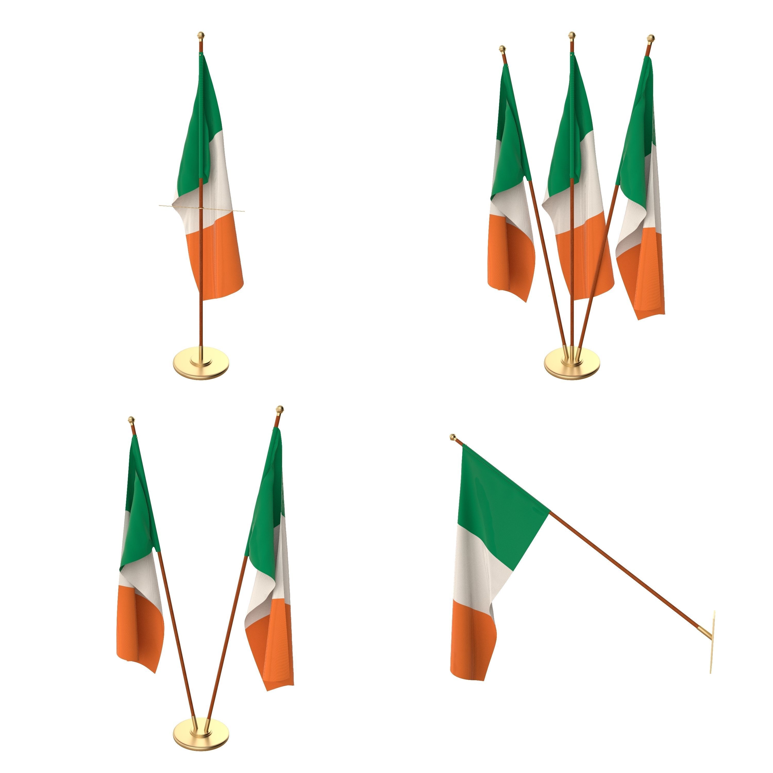 Ireland Flag Pack 3D model_1