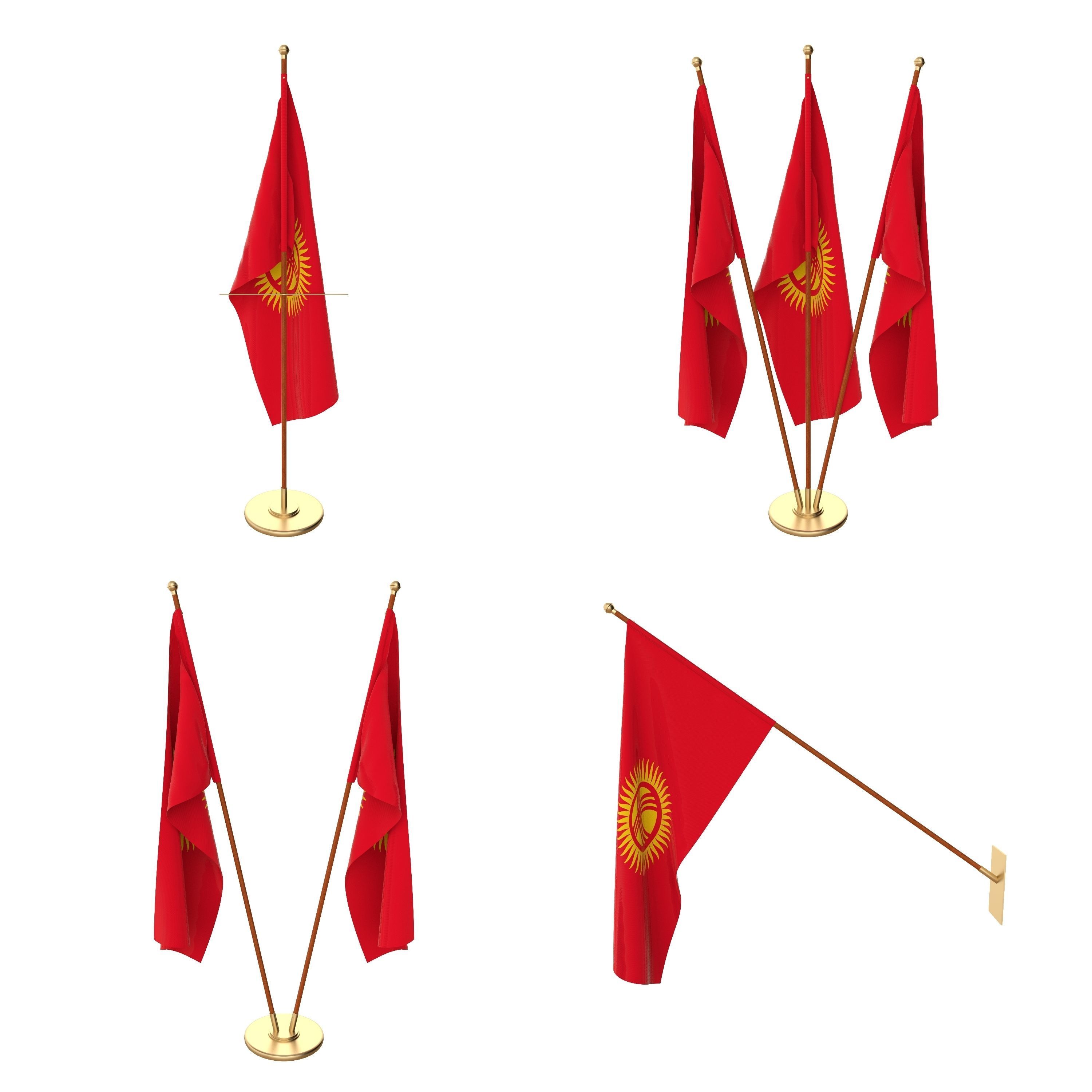 Kyrgyzstan Flag Pack 3D model_1