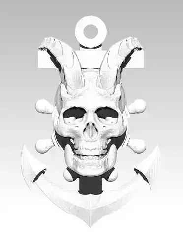 Anchor hook Devil Skull Pendant detailed jewelry