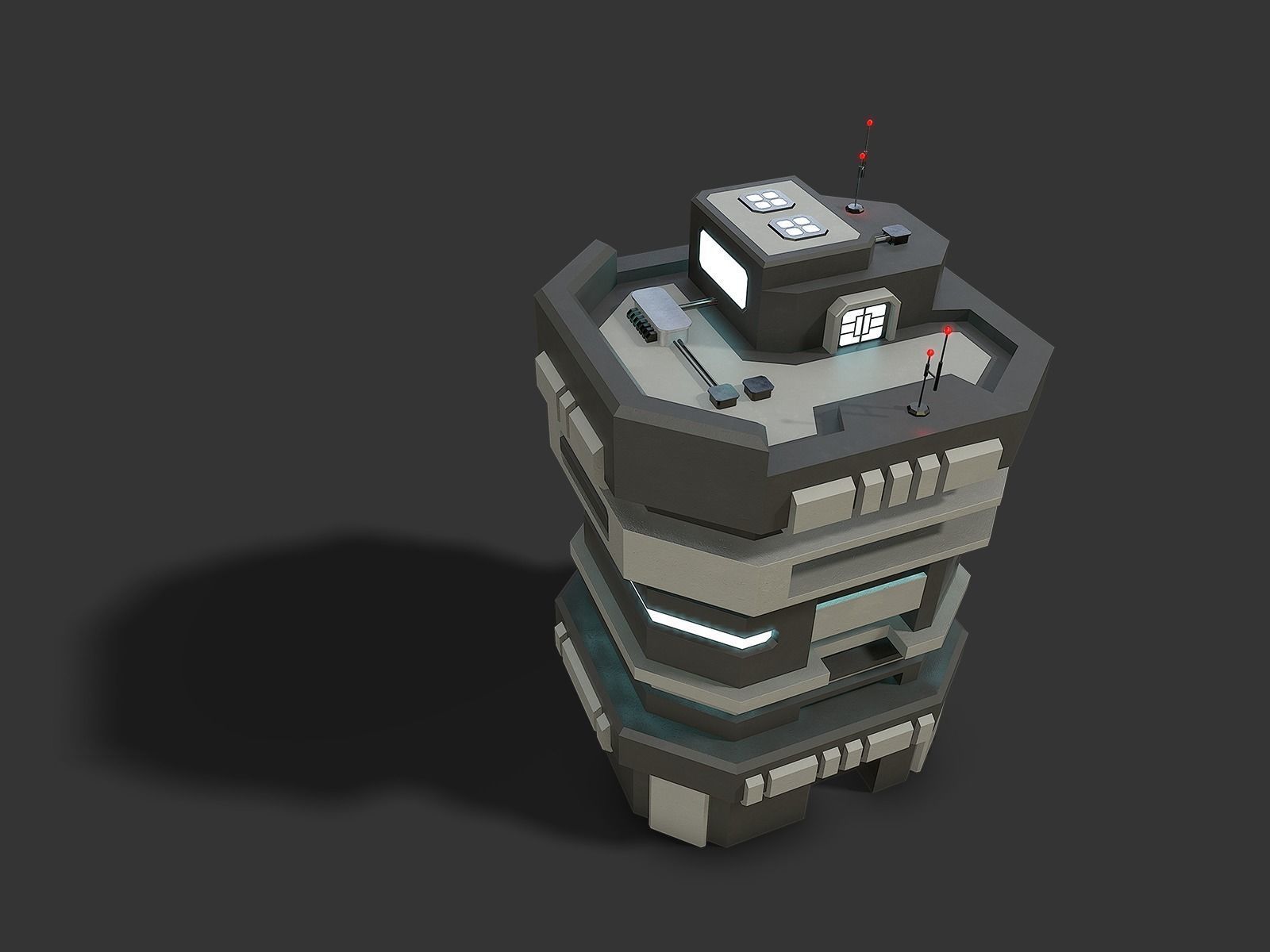 Lowpoly Modular Scifi Building Pack 3D Model Collection_47