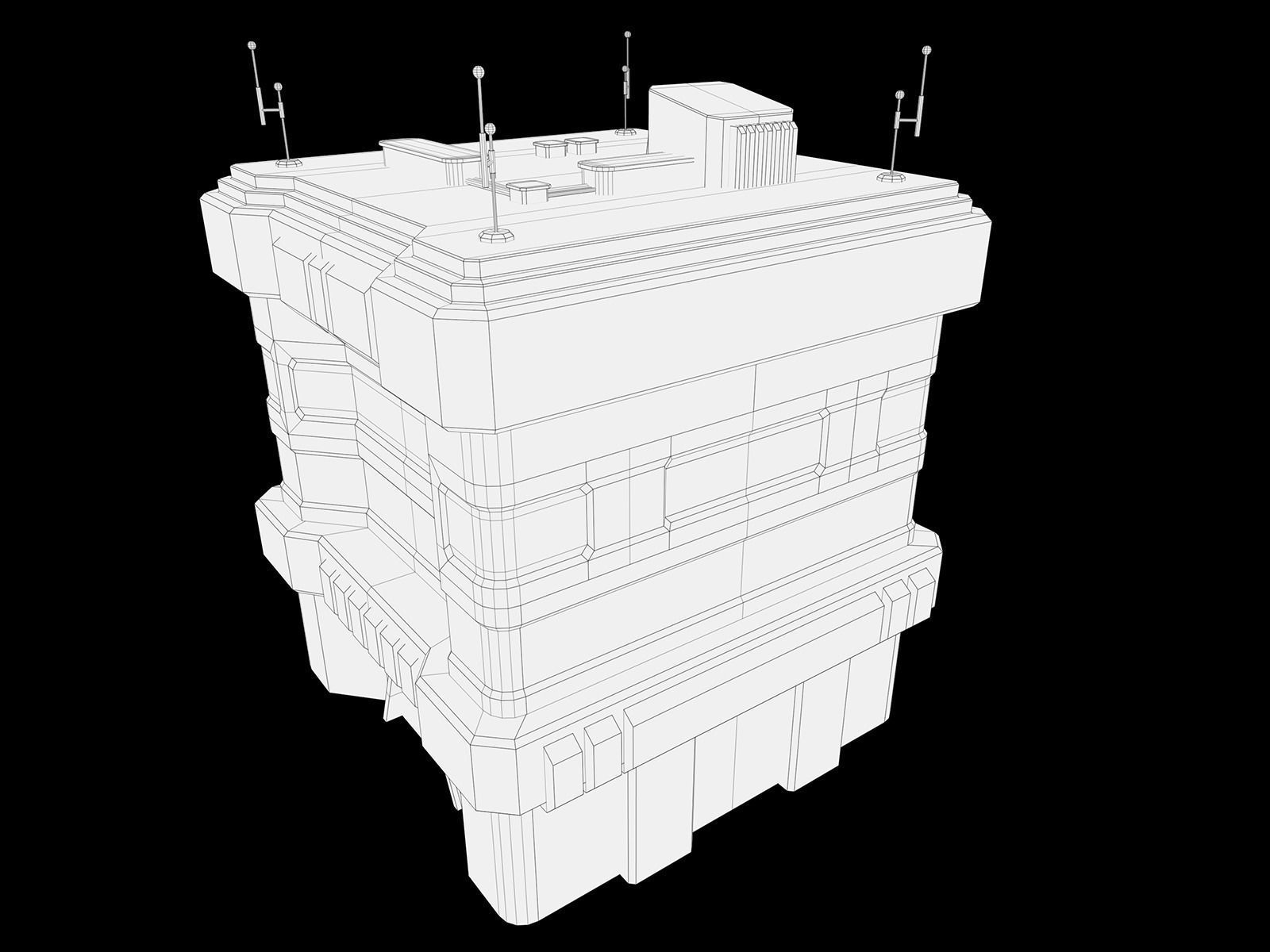 Lowpoly Modular Scifi Building Pack 3D Model Collection_9