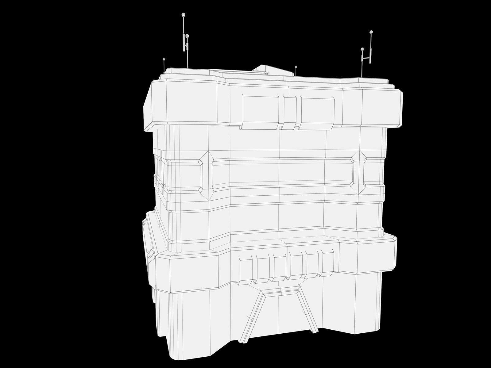 Lowpoly Modular Scifi Building Pack 3D Model Collection_6