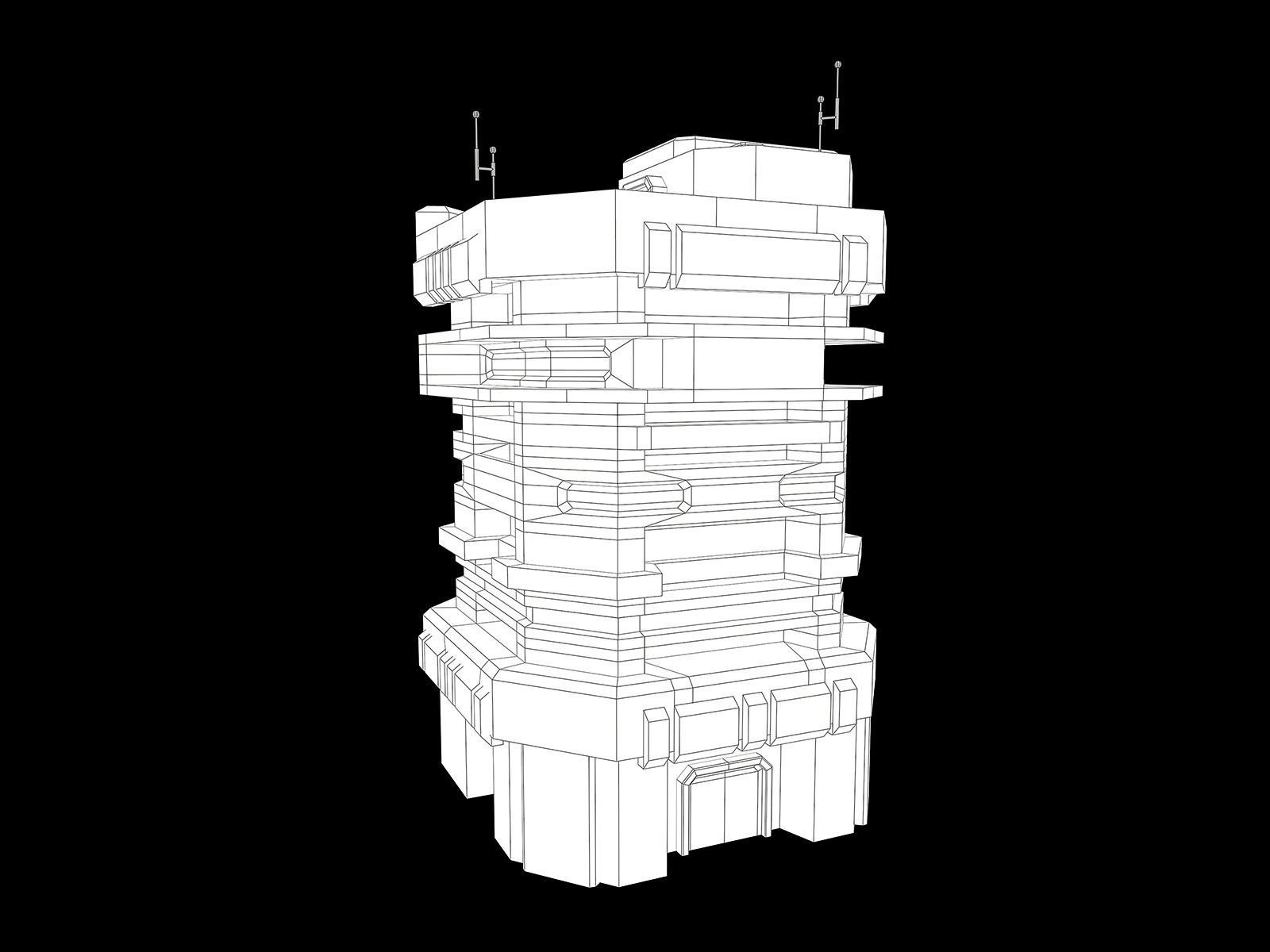 Lowpoly Modular Scifi Building Pack 3D Model Collection_18