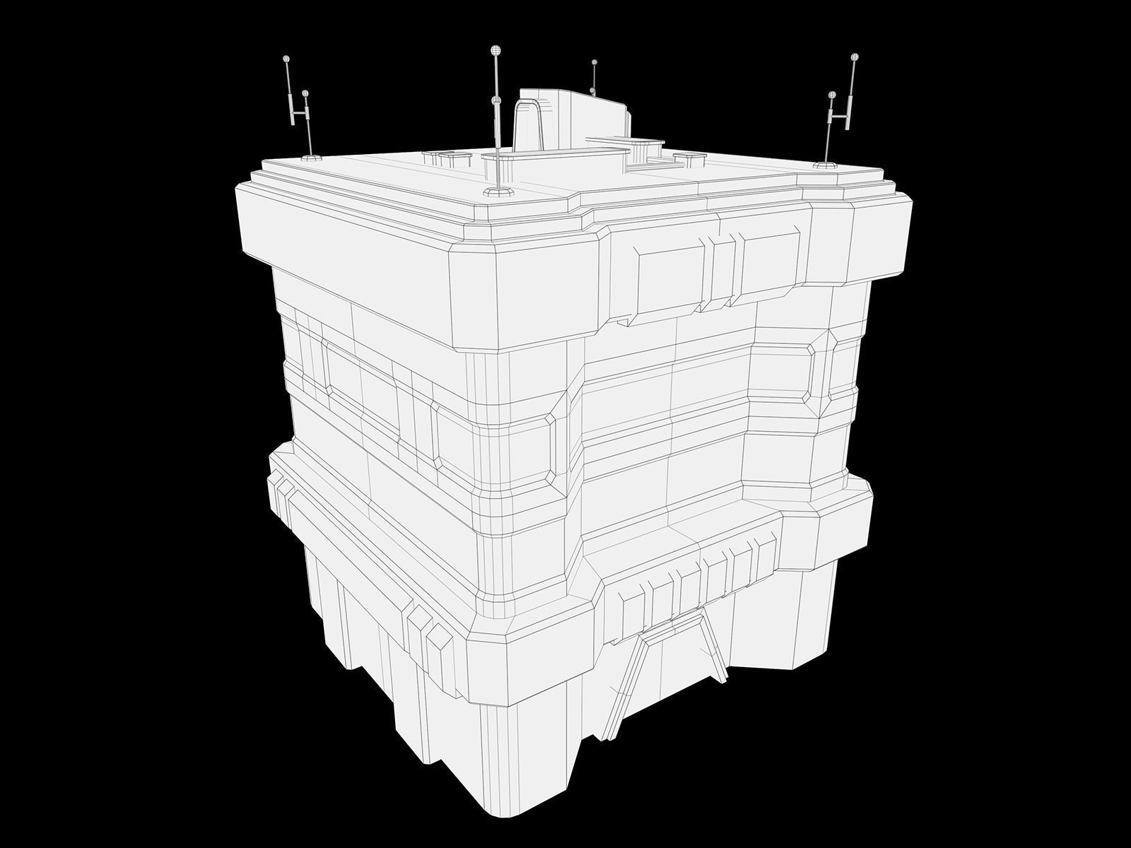 Lowpoly Modular Scifi Building Pack 3D Model Collection_7