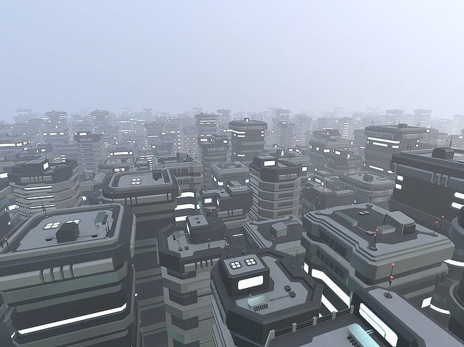 Lowpoly Modular Scifi Building Pack 3D Model Collection