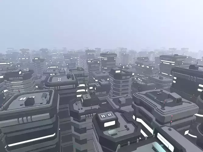 Lowpoly Modular Scifi Building Pack 3D Model Collection