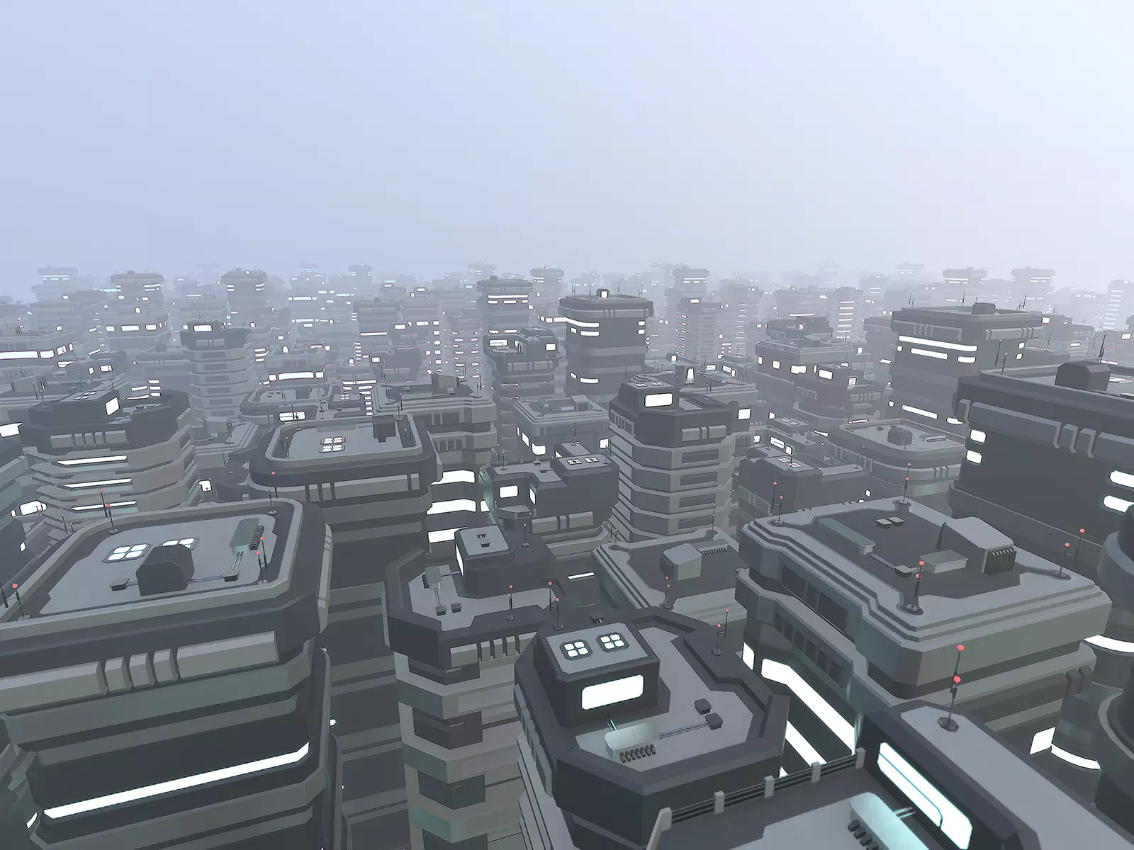 Lowpoly Modular Scifi Building Pack 3D Model Collection_0