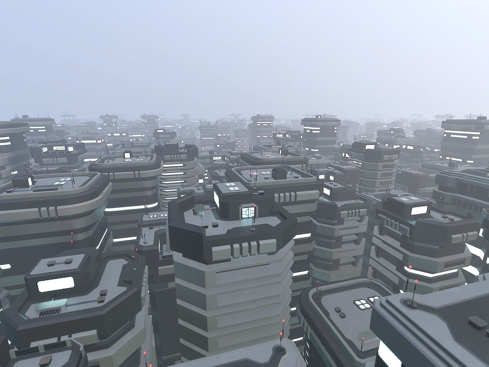 Lowpoly Modular Scifi Building Pack 3D Model Collection_1