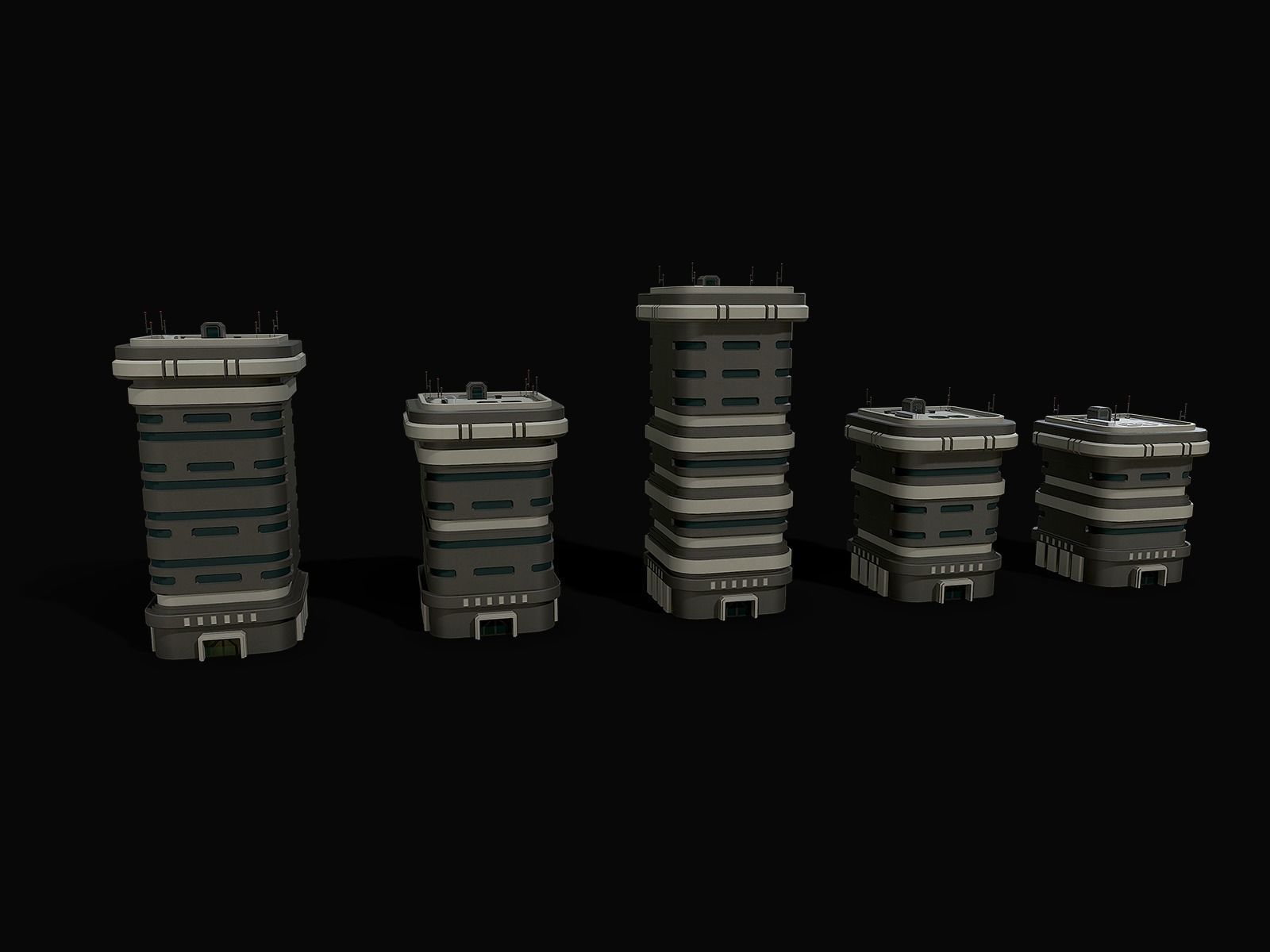 Lowpoly Modular Scifi Building Pack 3D Model Collection_45