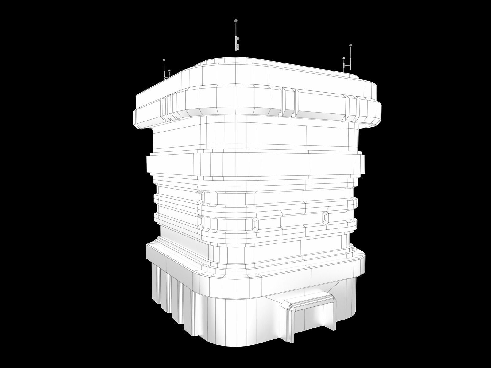 Lowpoly Modular Scifi Building Pack 3D Model Collection_11