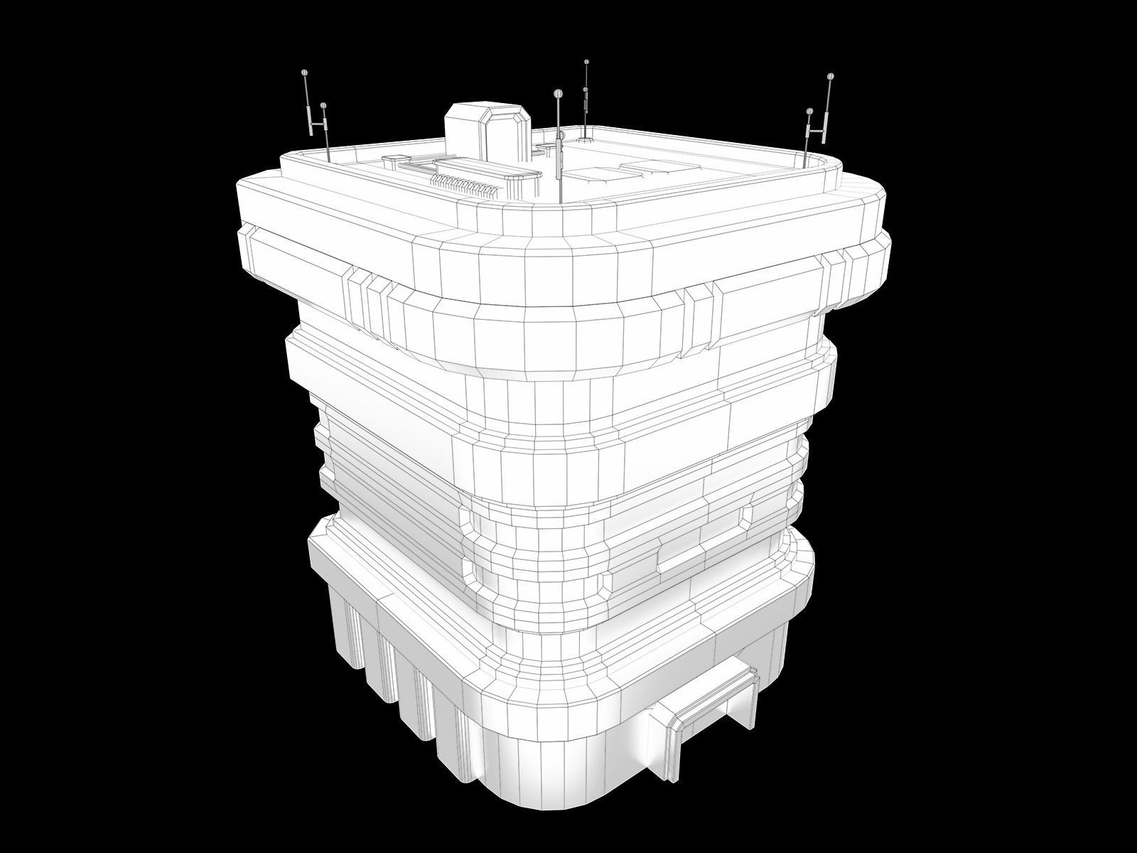 Lowpoly Modular Scifi Building Pack 3D Model Collection_38