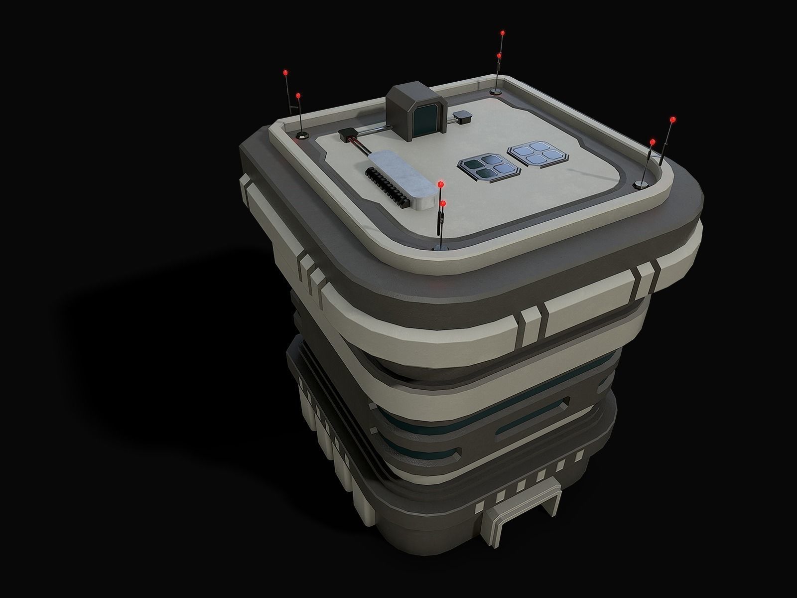 Lowpoly Modular Scifi Building Pack 3D Model Collection_49