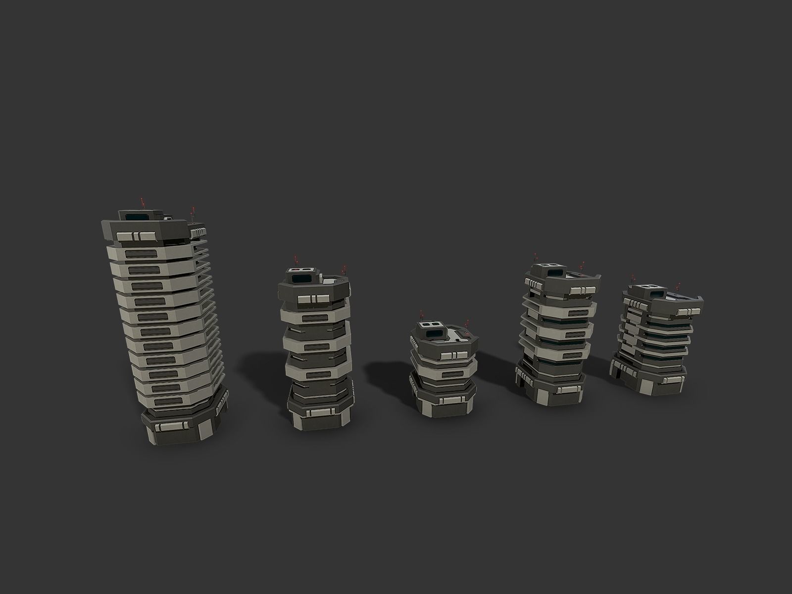 Lowpoly Modular Scifi Building Pack 3D Model Collection_36