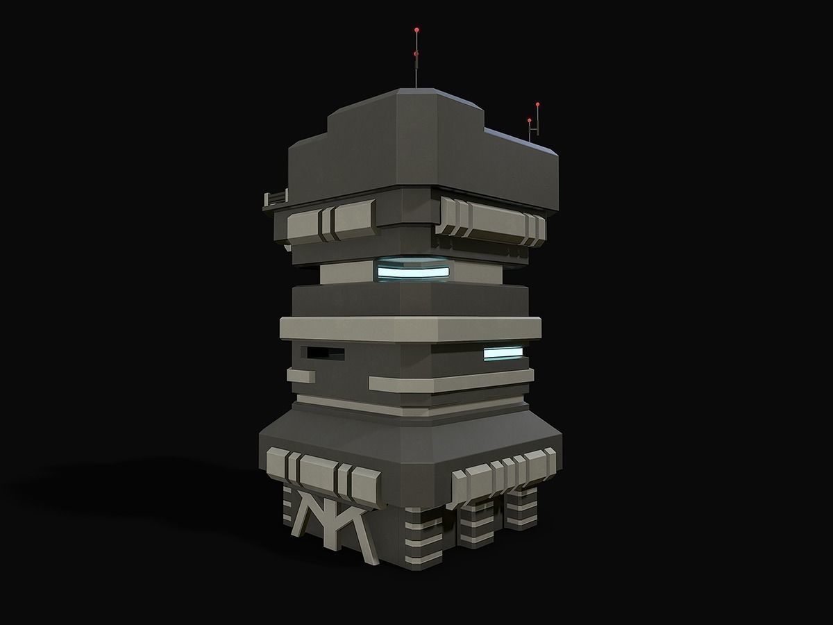 Lowpoly Modular Scifi Building Pack 3D Model Collection_37