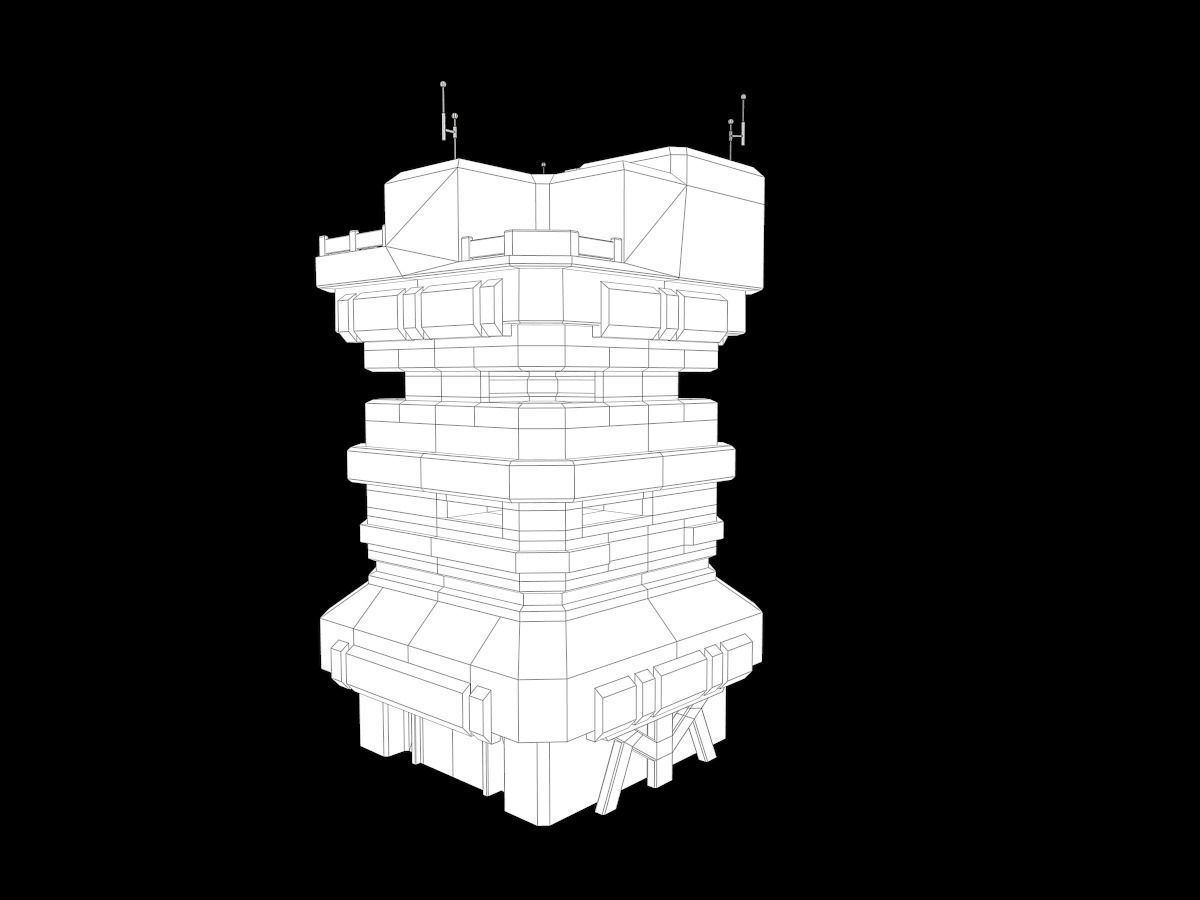 Lowpoly Modular Scifi Building Pack 3D Model Collection_32