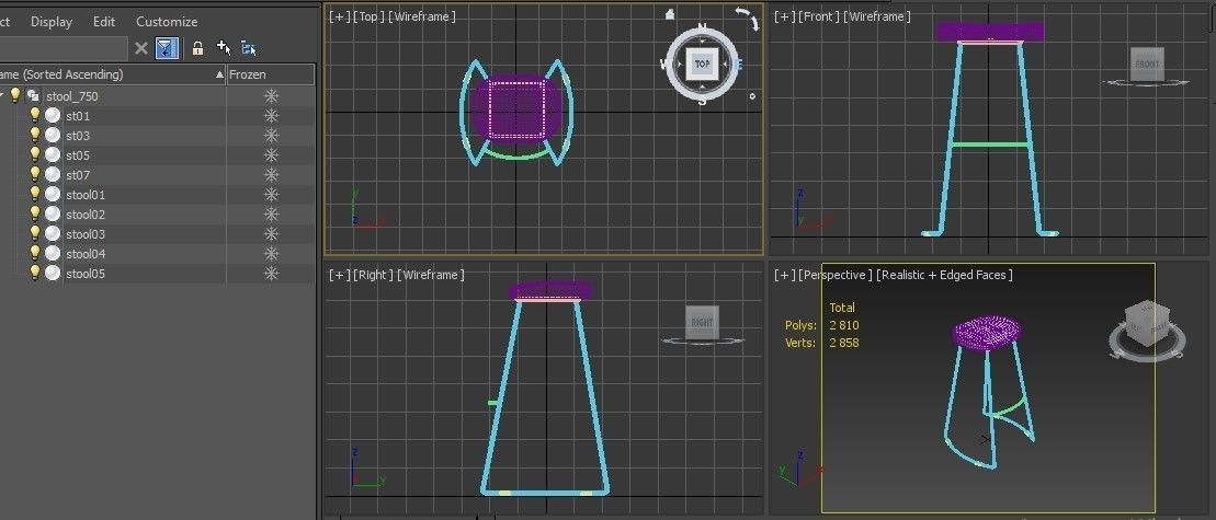 Bar stool height -760mm 3D model_7