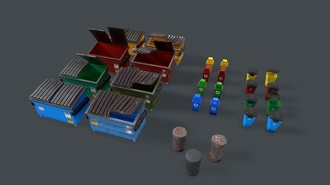 Dumpster Pack Low-poly 3D model