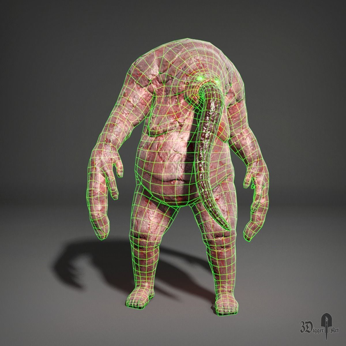 Fat mutant Low-poly 3D model_3