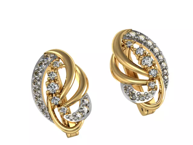 Earrings Diamond leaf set 3D print model