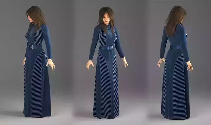 Jeans Dress Marvelous Designer and 3ds max and Vray  3D model