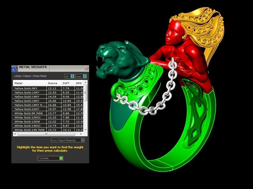 Ring Magerit girl with panther 3D print model_5