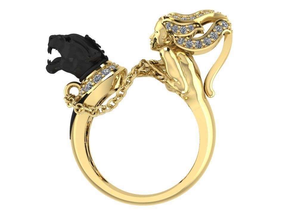 Ring Magerit girl with panther 3D print model_3