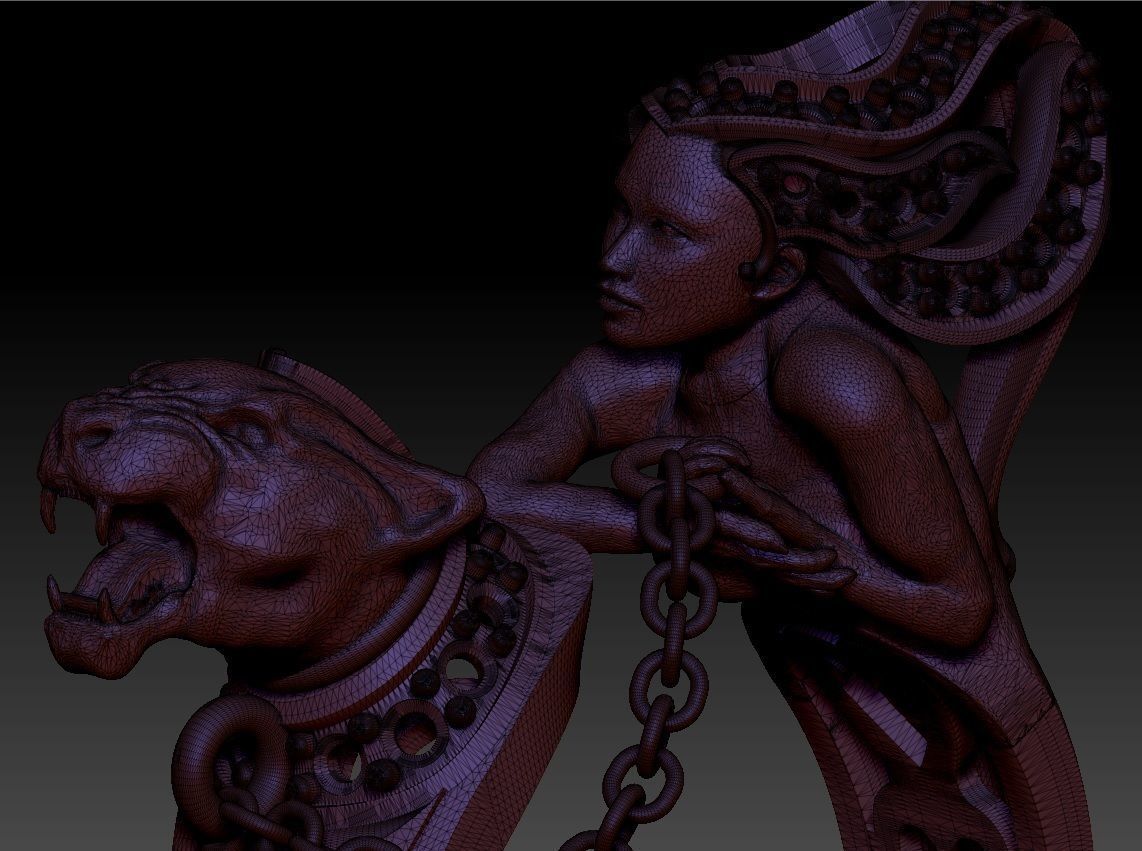 Ring Magerit girl with panther 3D print model_11