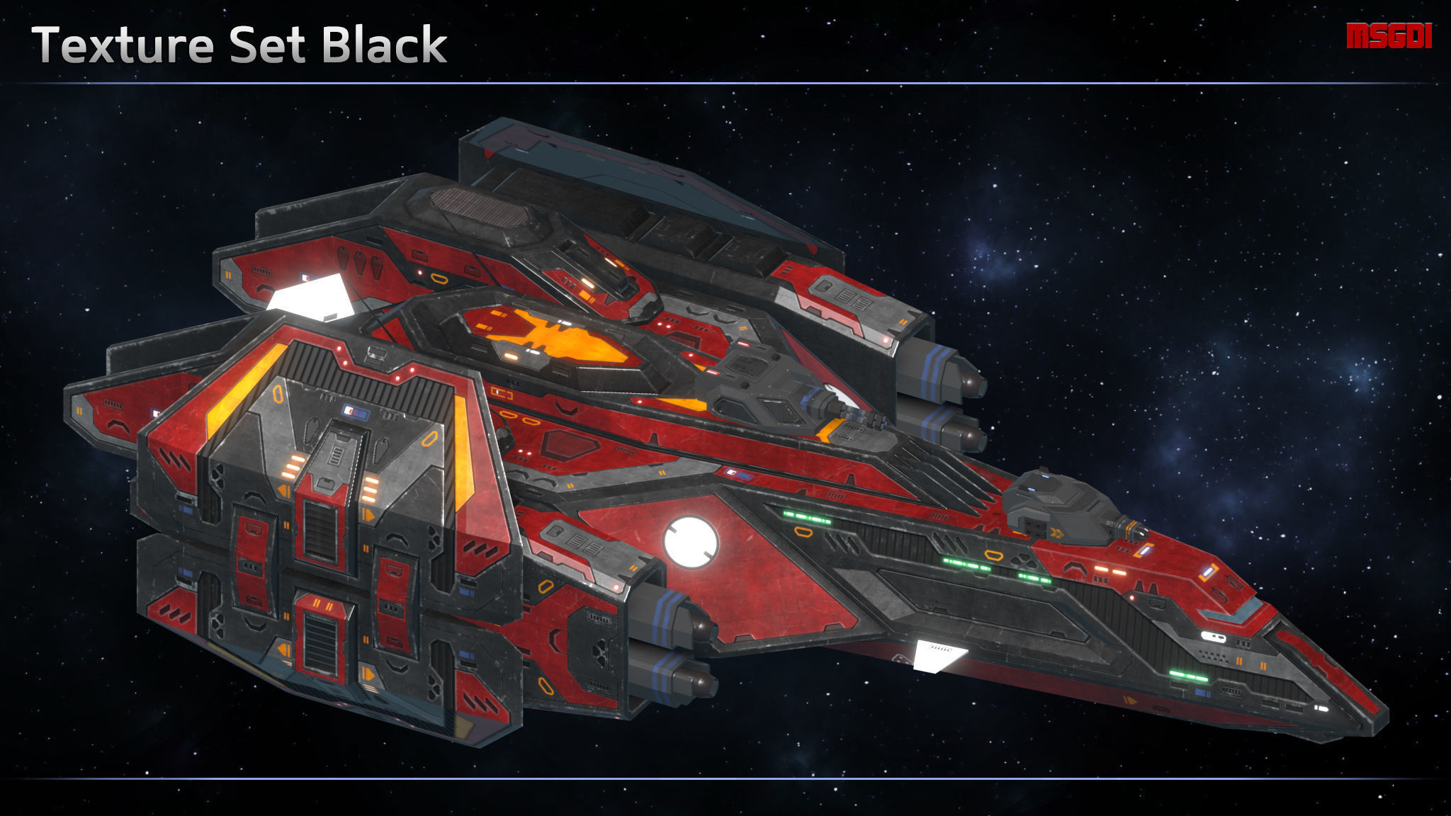 Spaceship Frigate Saint Low-poly 3D model_5