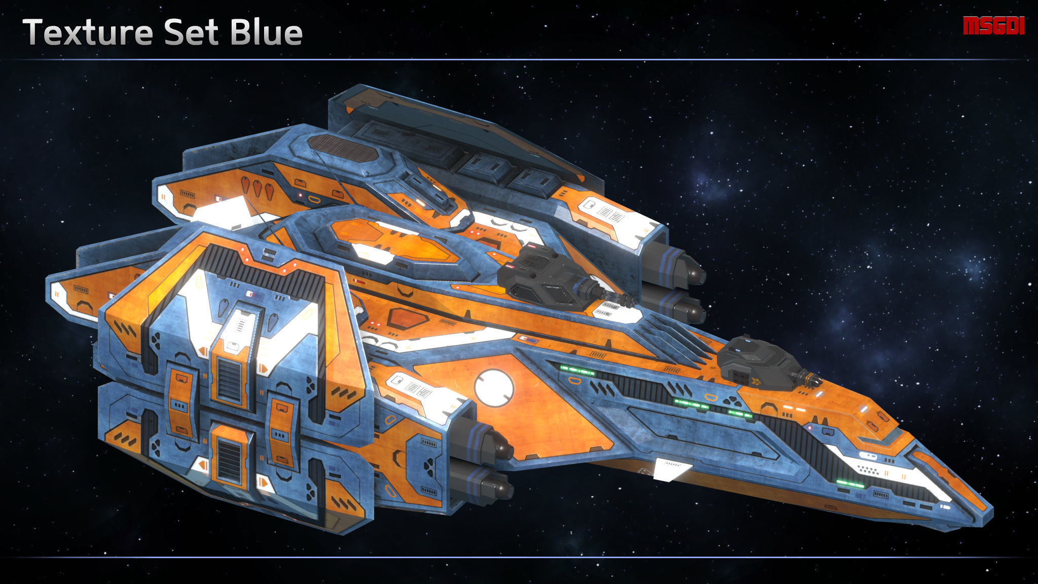 Spaceship Frigate Saint Low-poly 3D model_6