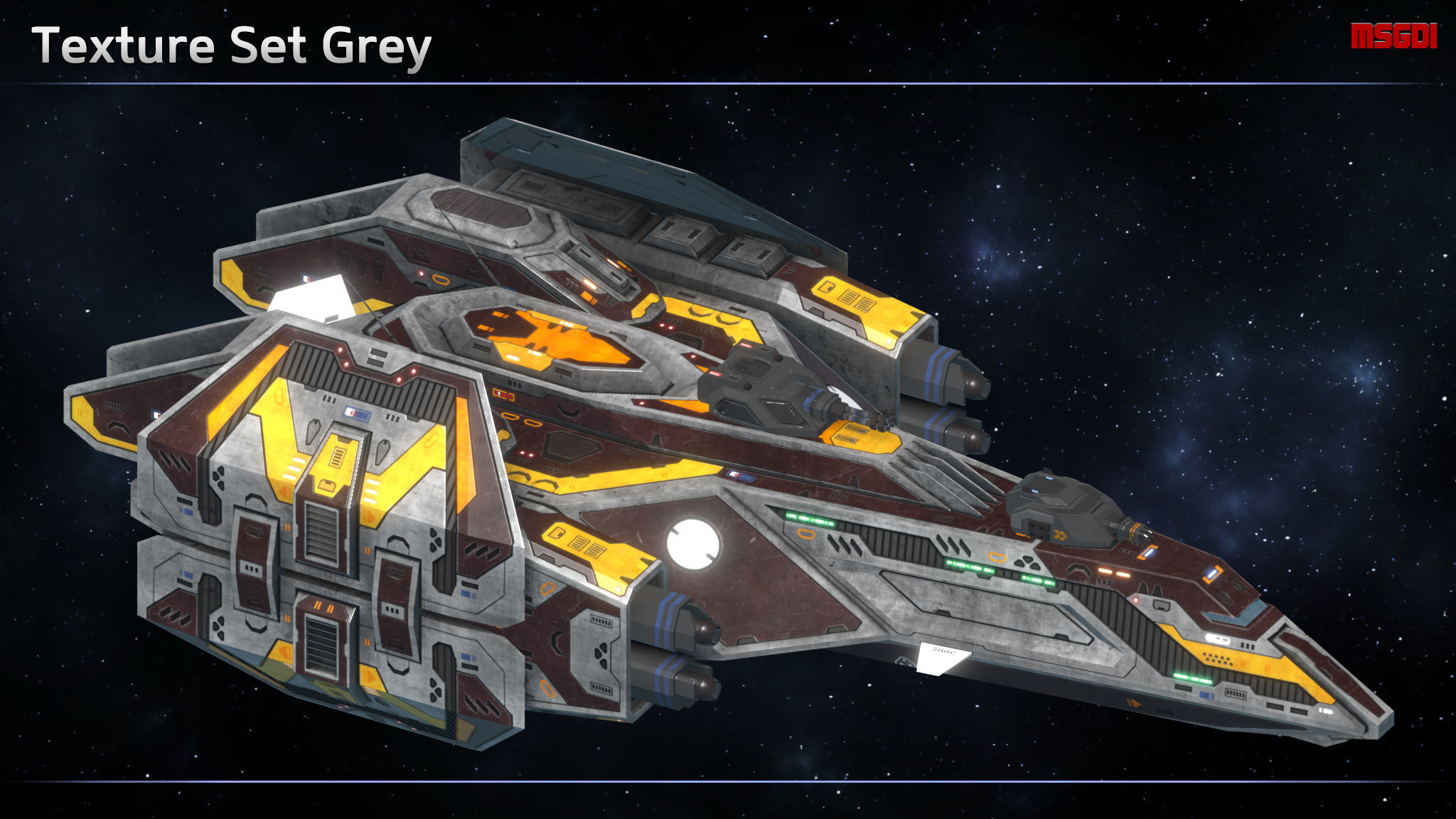 Spaceship Frigate Saint Low-poly 3D model_7