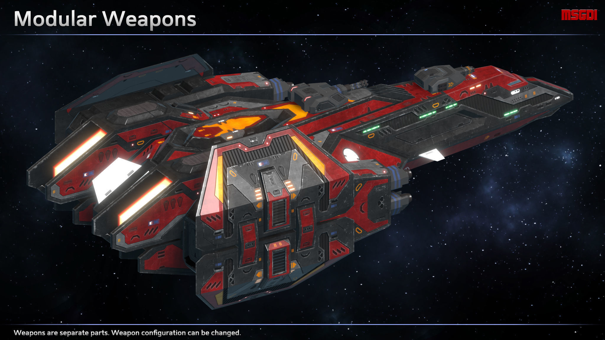 Spaceship Frigate Saint Low-poly 3D model_3