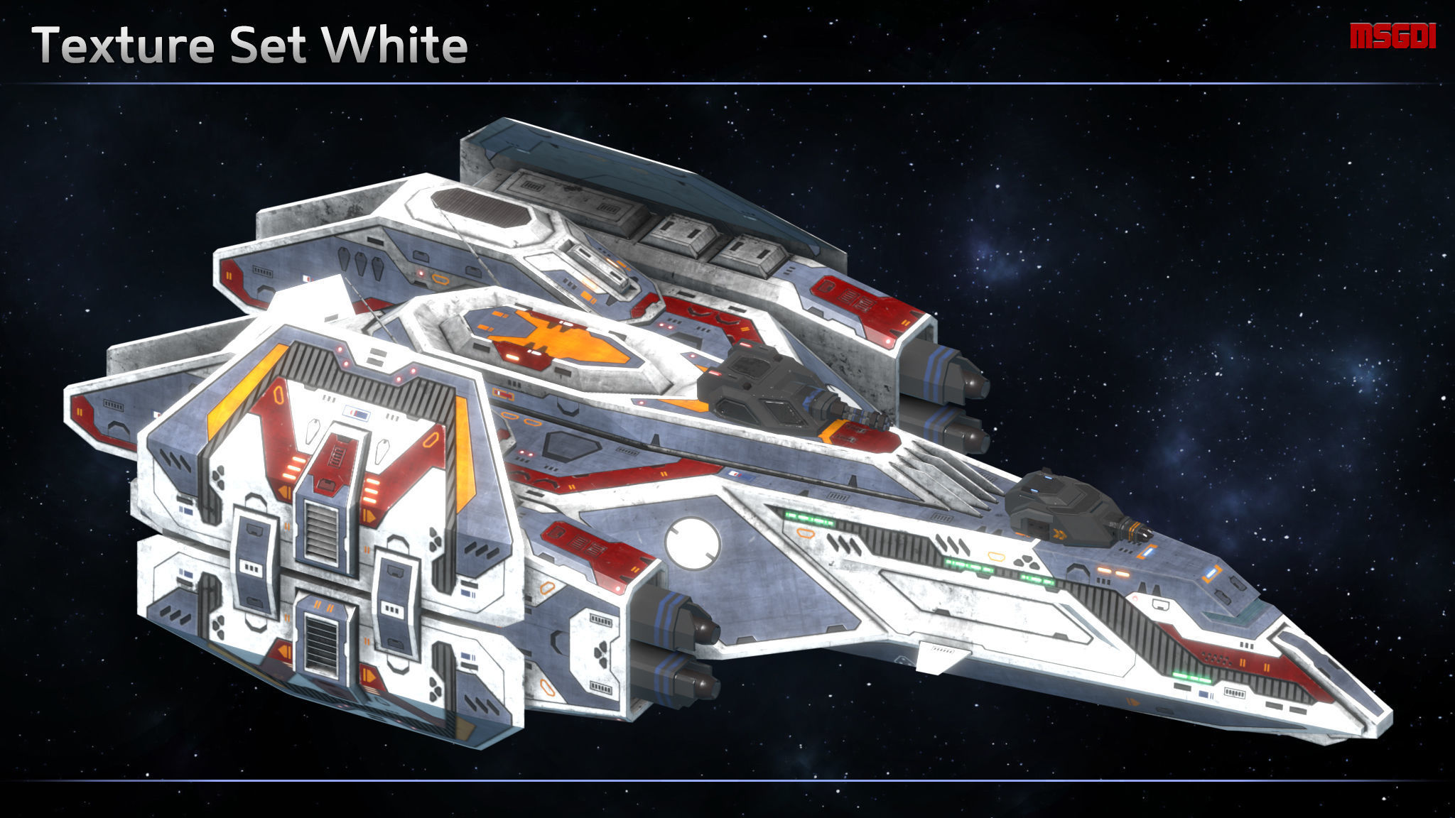 Spaceship Frigate Saint Low-poly 3D model_9