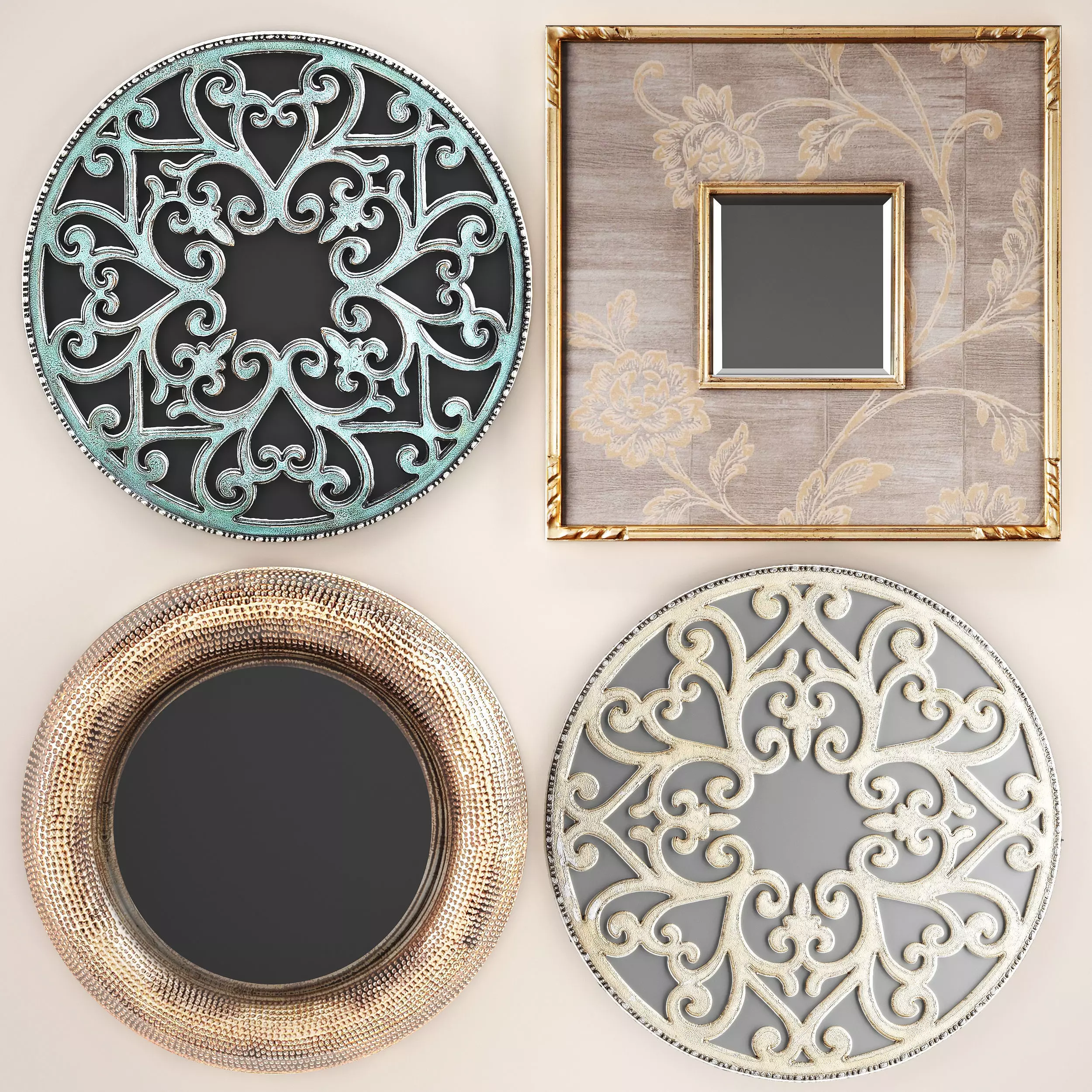 Collection of decorative mirrors 2 3D model_0