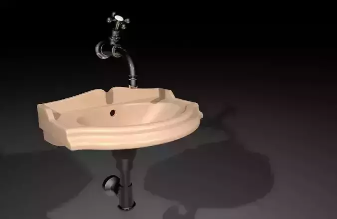 washbasin bathroom sink with faucet 3D model