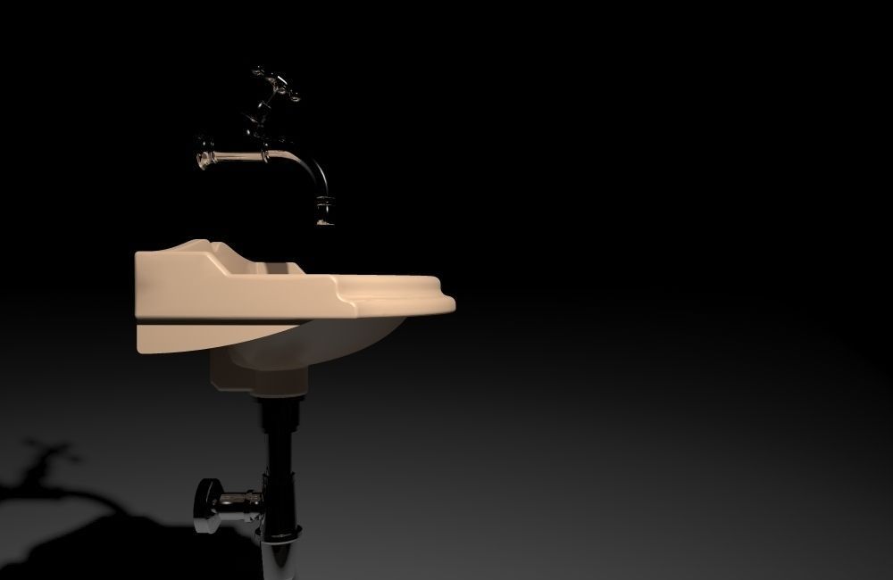 washbasin bathroom sink with faucet 3D model_1