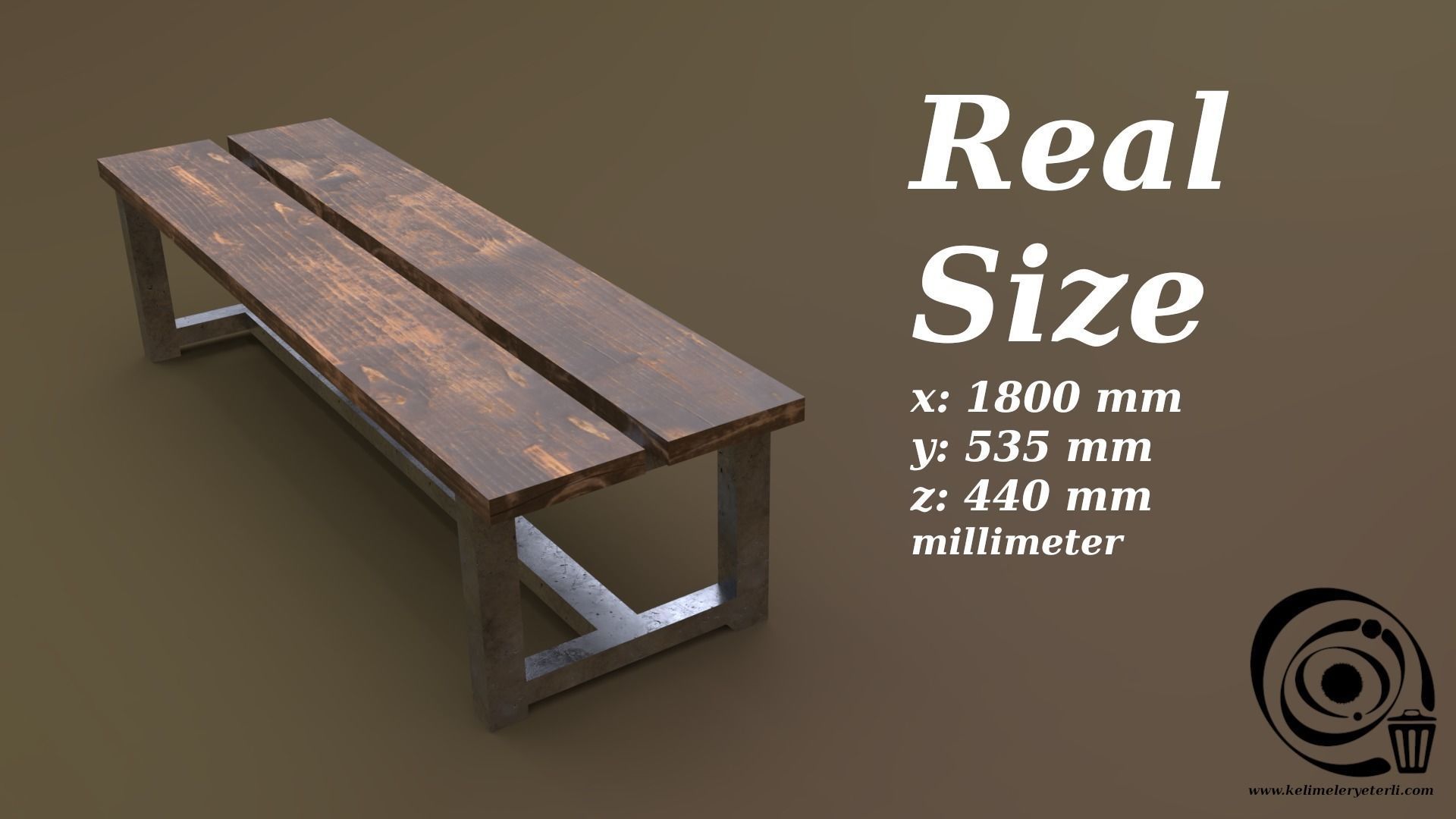 Bench 21 Low-poly 3D model_3