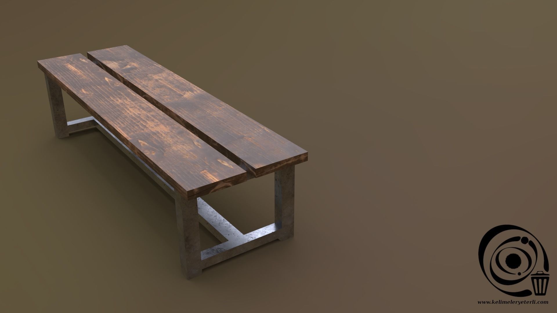 Bench 21 Low-poly 3D model_1