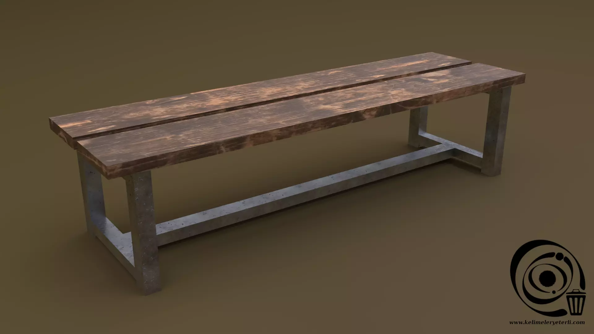 Bench 21 Low-poly 3D model_0