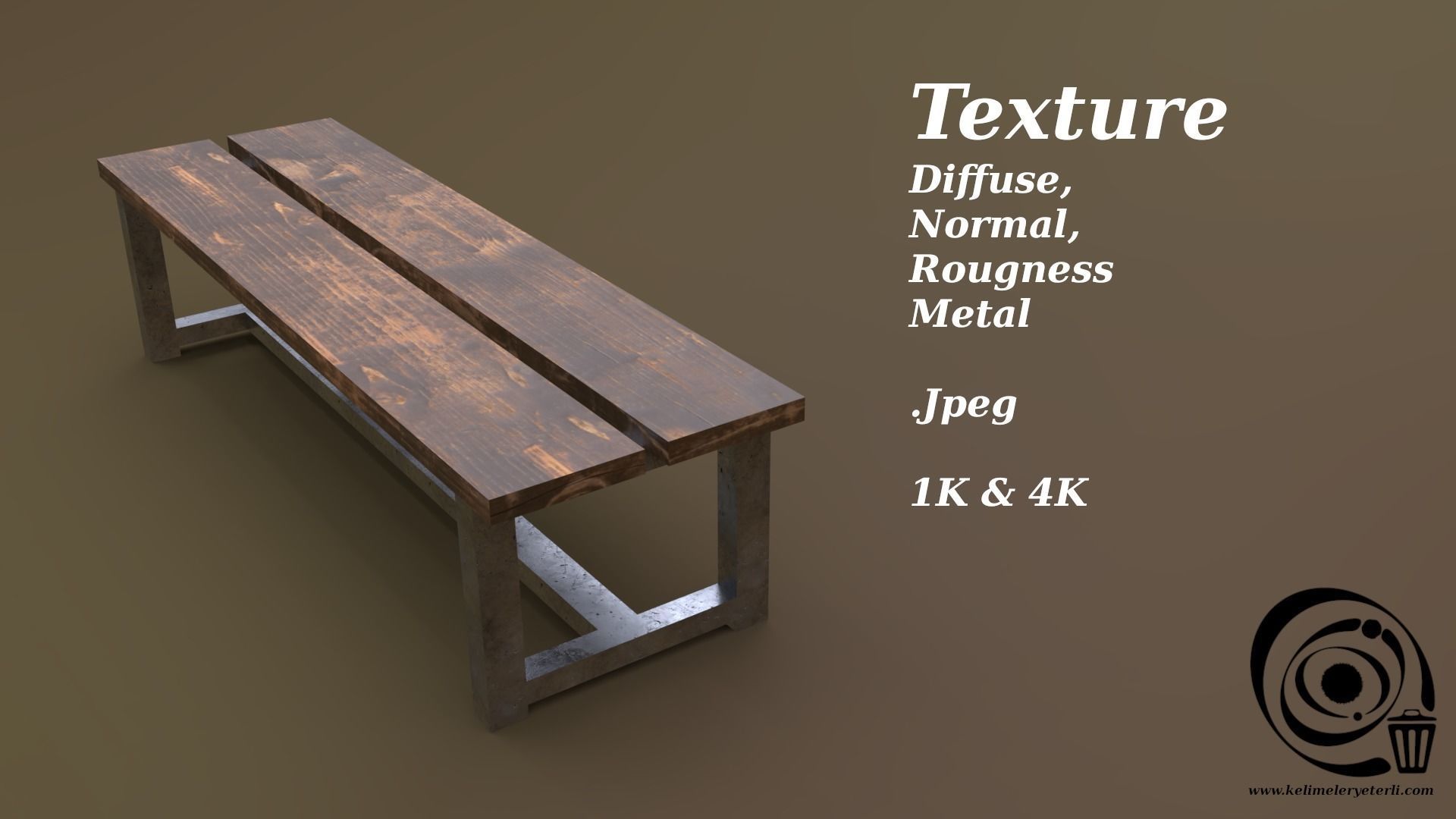 Bench 21 Low-poly 3D model_4