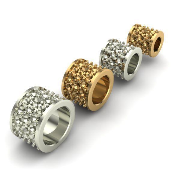 CHARMS three gold and silver rings with diamonds 3D print model_3