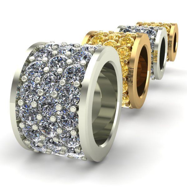 CHARMS three gold and silver rings with diamonds 3D print model_1