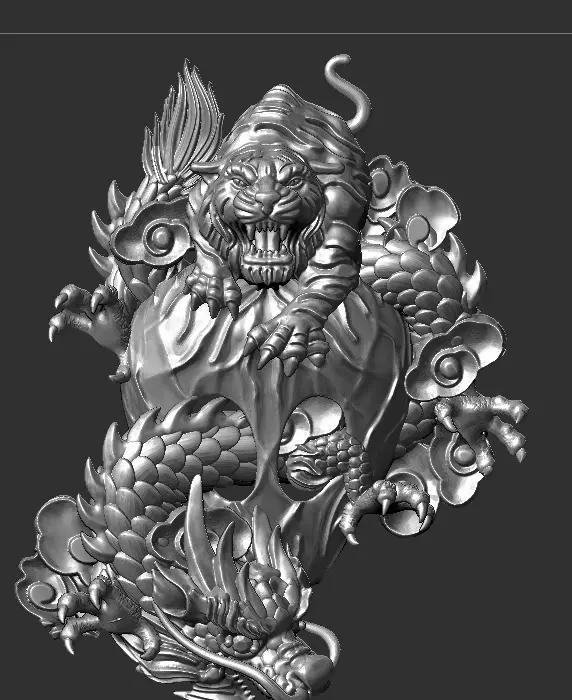 Tiger dragon pendant face 3D print model_0